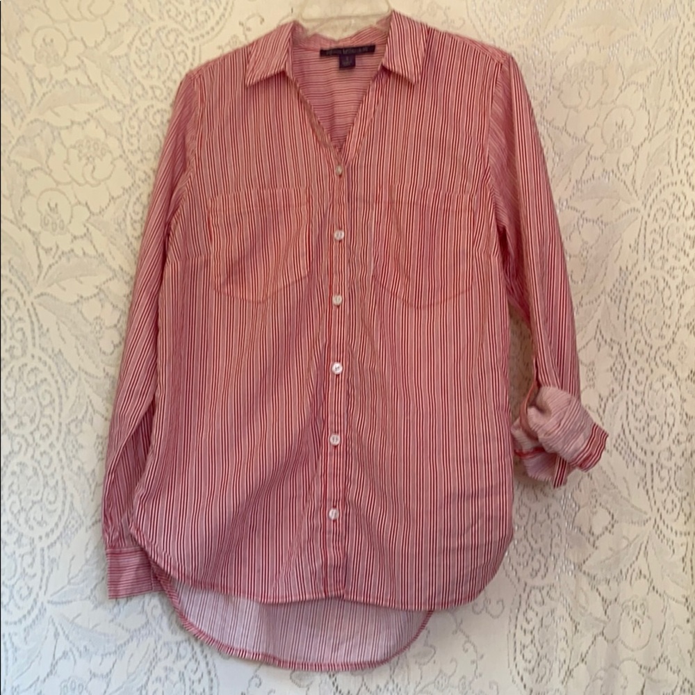 Gloria Vanderbilt Red White Stripe Tunic Top Shirt